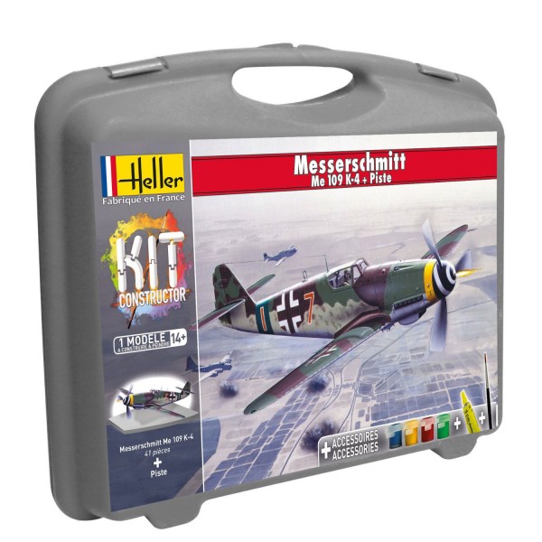 Maquette avion : Mallette Messerschmitt Me109 K-4 et piste - Heller-60229