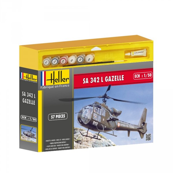Maquette Hélicoptère : S.A. 342 Gazelle et accessoires de peinture - Heller-50486