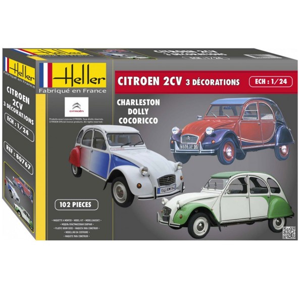 Maquette voiture : Citroën 2 CV avec 3 décorations - Heller-80767