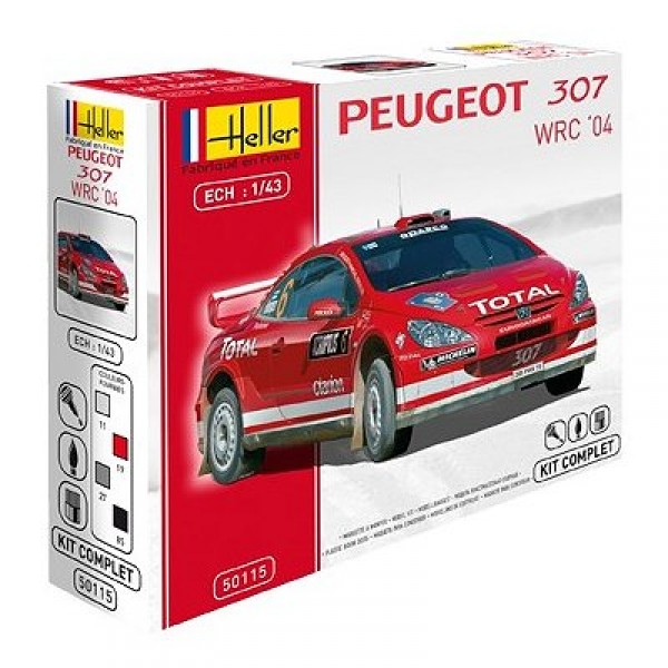 Maquette voiture : Kit complet 37 pièces : Peugeot 307 WRC '04 - Heller-50115