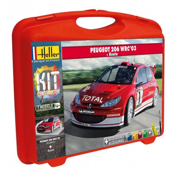 Maquette voiture : Kit Constructor : Peugeot 206 WRC'03 + Piste - Heller-60113