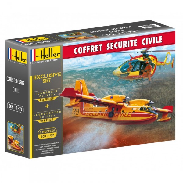 Maquettes avion et hélicoptère : Coffret sécurité civile - Heller-53009