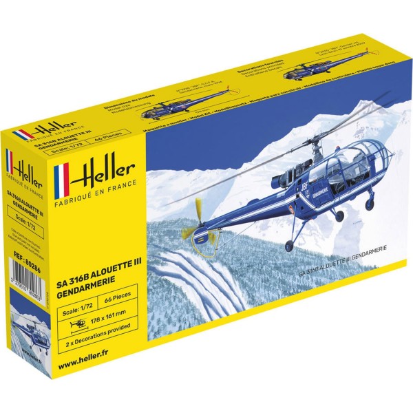 Maquette hélicoptère : SA 316 Alouette III Gendarmerie - Heller-80286