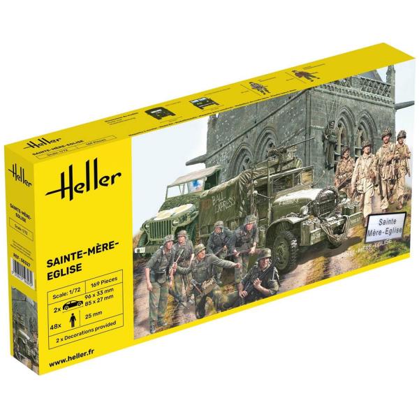 Maquettes véhicules militaires : Sainte Mère l'Eglise : GMC, JEEP et figurines - Heller-50327