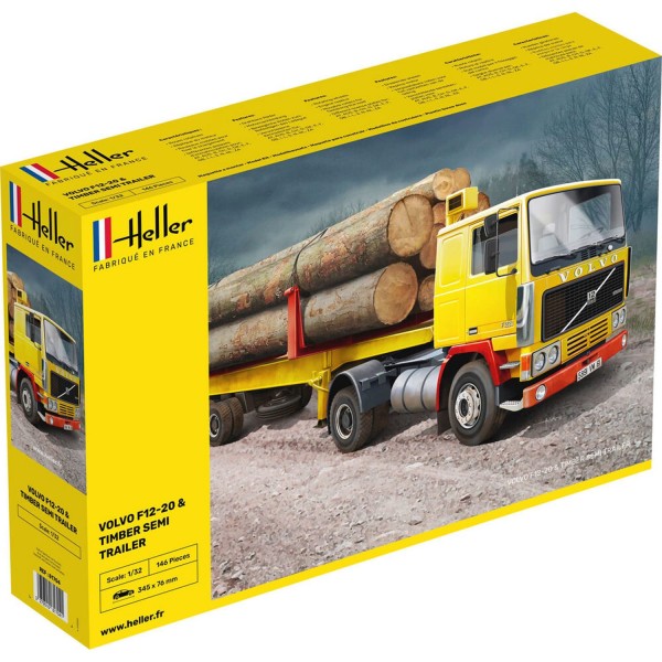 Maquette camion : Volvo F12-20 & Timber semi trailer - Heller-81704