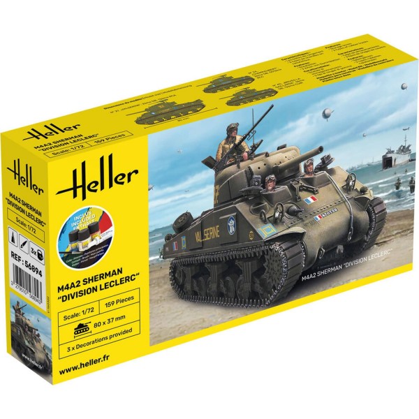 Maquette char : Starter kit : M4A2 Sherman "Division Leclerc" - Heller-56894