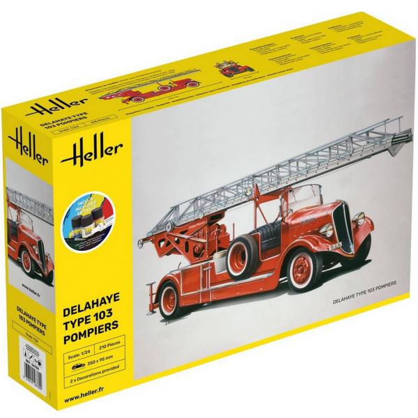 Maquette Camion de Pompiers : STARTER KIT : Delahaye Type 103 - Heller-56780