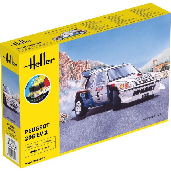 Maquette voiture : Kit complet : Peugeot 205 EV2 - Heller-56716