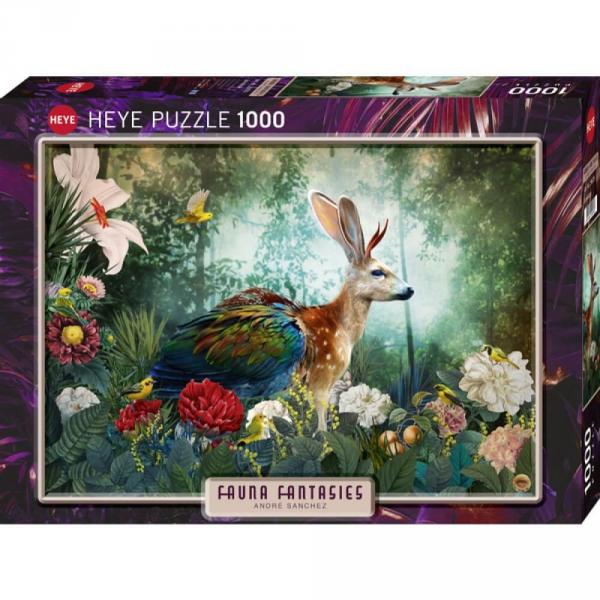 Puzzle 1000 pièces :  Fauna Fantasies : Jackalope  - Heye-58276