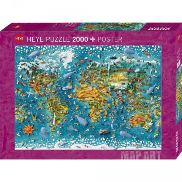 Puzzle 2000 pièces :  Map Art Miniature World  - Heye-58281