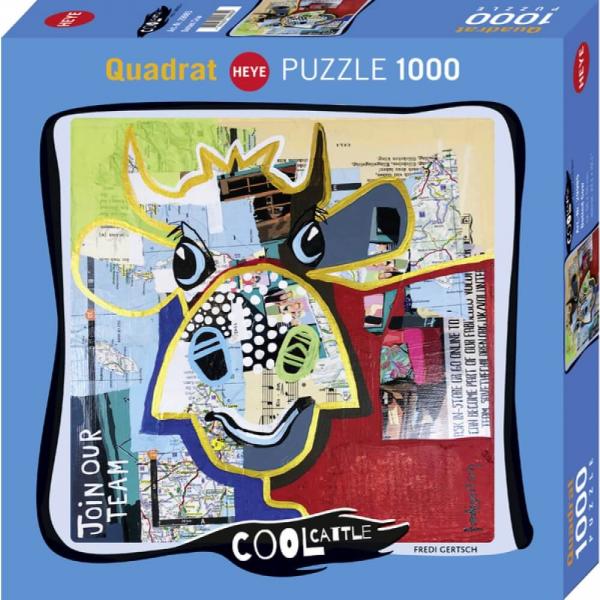 Puzzle 1000 pièces :  Cool Cattle : Dotted Cow  - Heye-58301