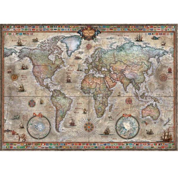 Puzzle 1000 pièces et Poster: Carte du monde Rétro - Heye-29871-58413