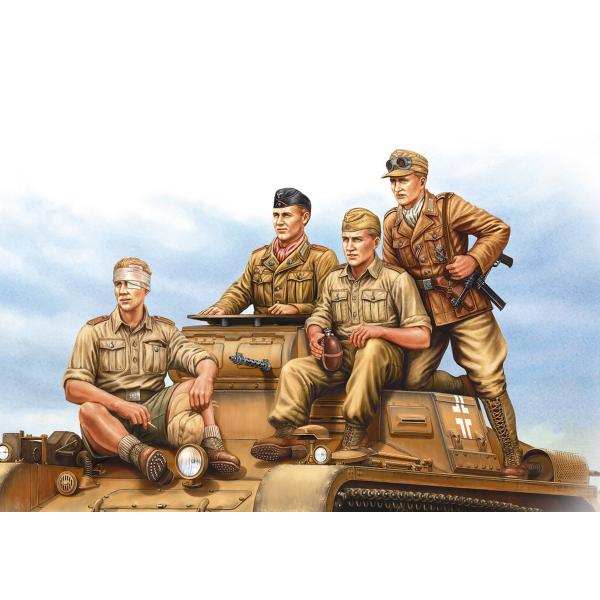 4 figurines de l'armée allemande : German Tropical Panzer Crew - HobbyBoss-84409