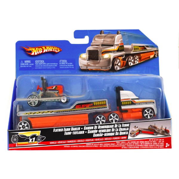 Camion transporteur Hot Wheels et son tracteur : Camion de remorquage de la ferme - Mattel-C0628-R1073