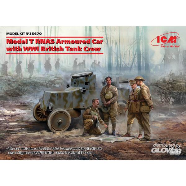 Maquette Véhicule militaire : Model T RNAS Armoured Car with WWI British Tank rew  - Icm-35670