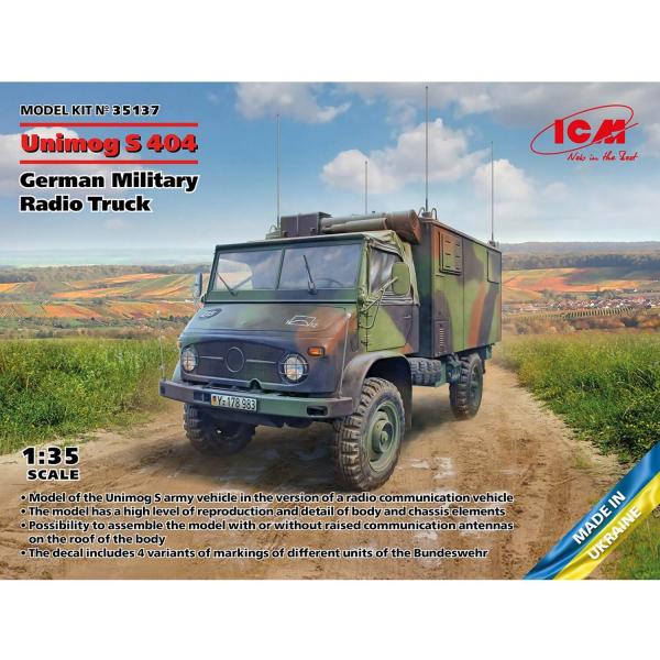Maquette véhicule militaire : Unimog S 404, camion radio de l'armée allemande - ICM-35137