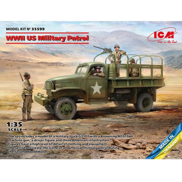 Maquettes véhicules et figurines : Patrouille militaire américaine de la Seconde Guerre Mondiale - ICM-35599