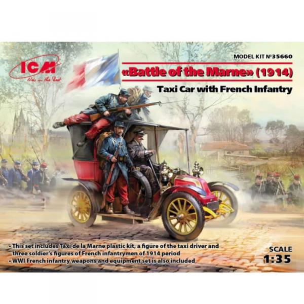 Maquette et figurines militaires : Taxi de la Marne avec Infanterie Française, Bataille de la Marne  - ICM-35660