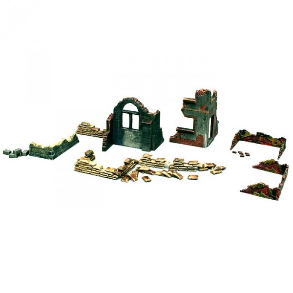 Accessoires de décor de guerre 1/72 : Murs et ruines : Set 1 - Italeri-6087