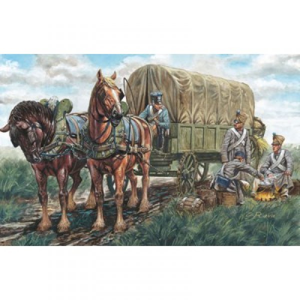 Figurines Guerres napoléoniennes : Chariot ravitaillement Français - Italeri-6886