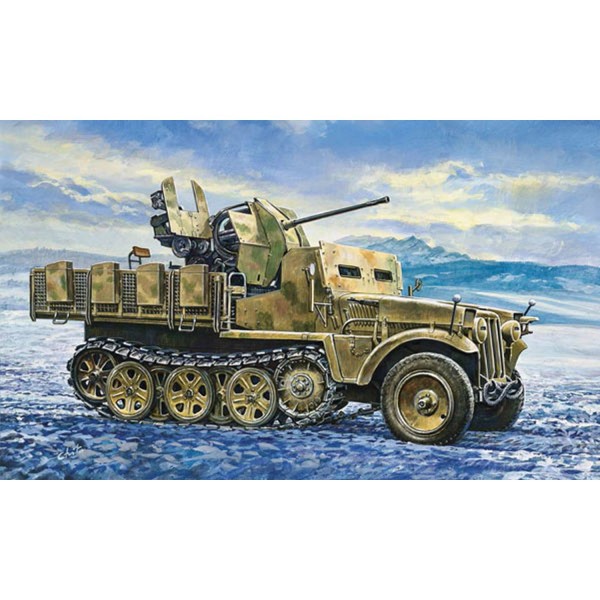 Maquette véhicule militaire : DEMAG D7 + FlaK 38 - Italeri-371