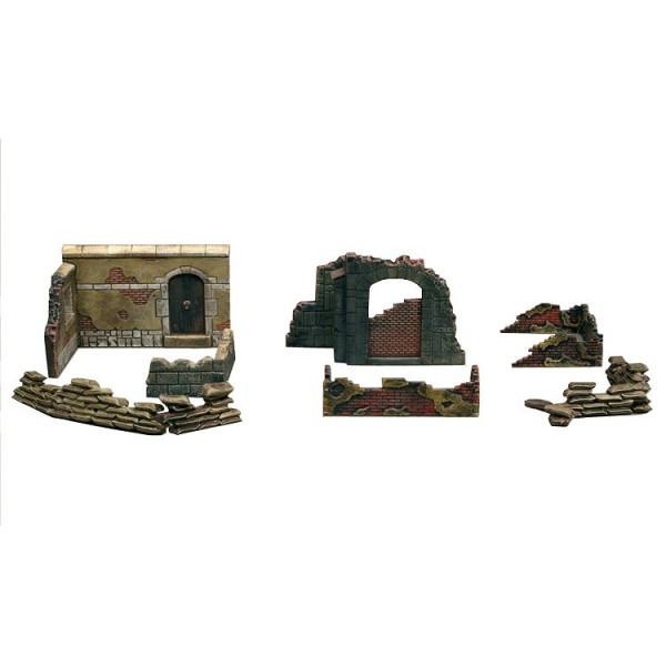 Accessoires de décor de guerre 1/72 : Murs et ruines : Set 2 - Italeri-6090