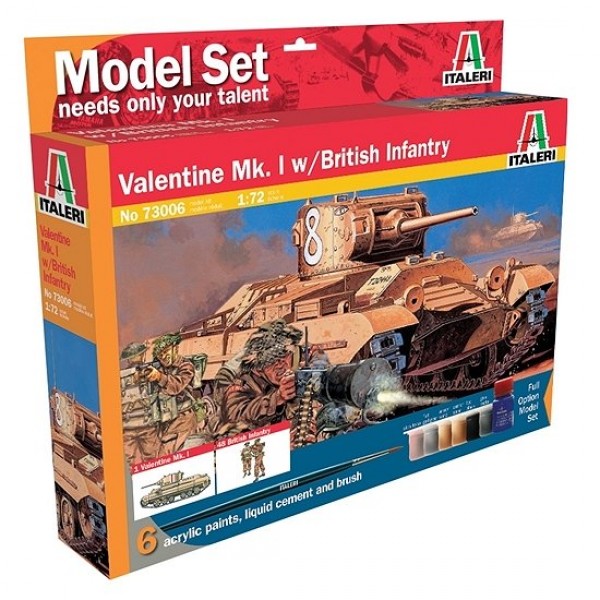 Maquette Char : Valentine et figurines infanterie britannique - Italeri-73006