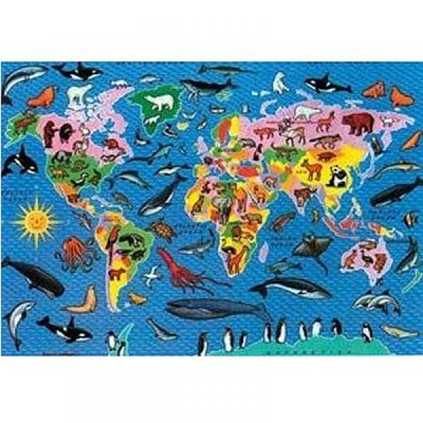 Puzzle 500 pièces - Carte des animaux du monde - Hamilton-1008