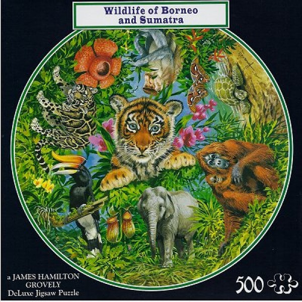 Puzzle 500 pièces rond - La faune de Bornéo et Sumatra - Hamilton-WB1/5015