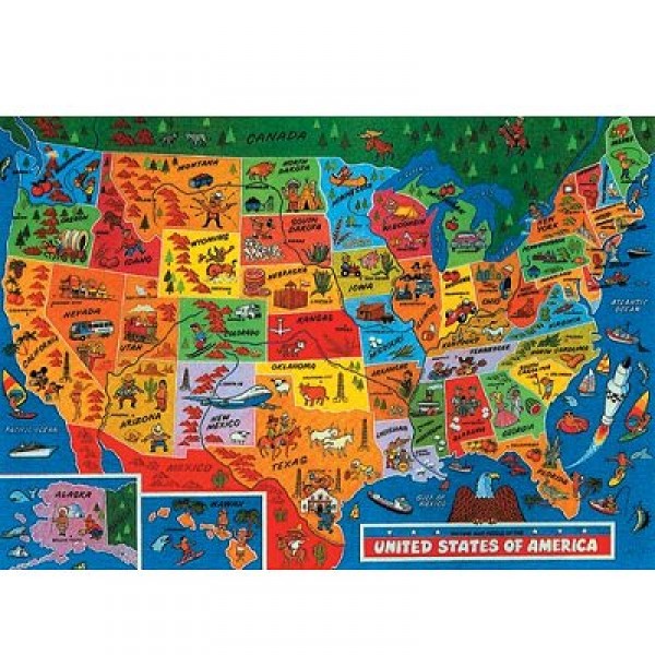 Puzzle 500 pièces : Carte des Etats Unis d'Amérique - Hamilton-1004