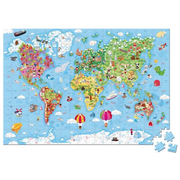 Puzzle géant éducatif 300 pièces : Carte du monde - Janod-J02549