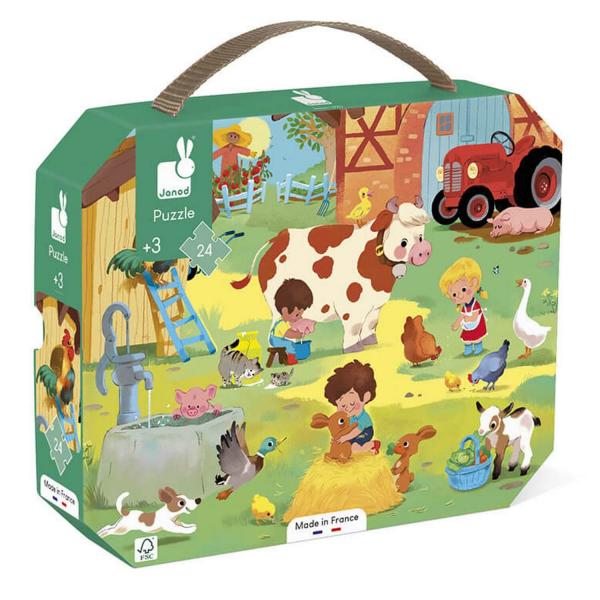 Puzzle de 24 piezas: maleta: un día en la granja - Janod-J02603