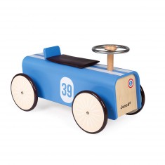 Porteur voiture en bois : Bleu