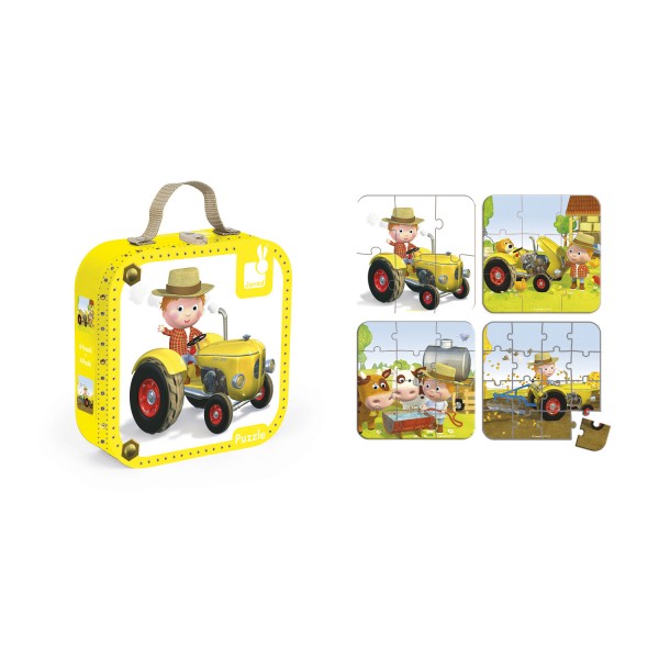4 puzzles 6 à 16 pièces : Le tracteur de Peter - Janod-J02886