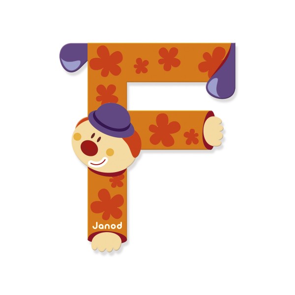 Lettre décorative clown en bois : F - Janod-J04547