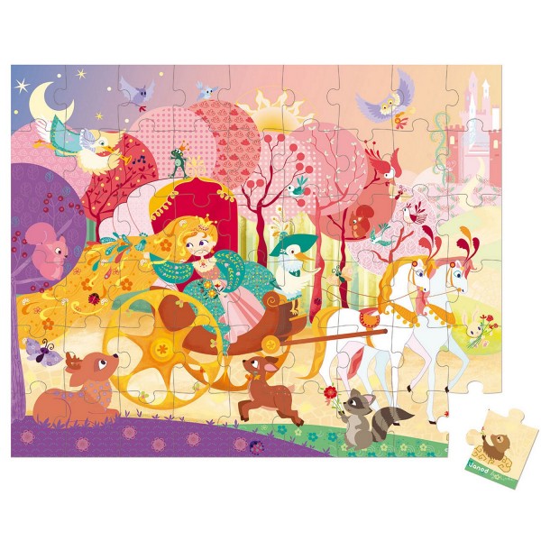 Puzzle 54 pièces : Princesse et carrosse en valisette - Janod-J02875
