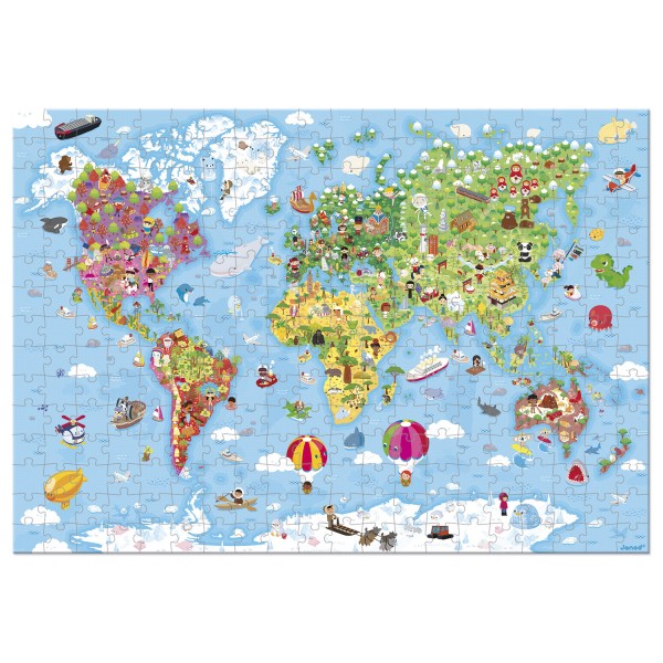 Puzzle géant 300 pièces : Carte du monde - Janod-J02656