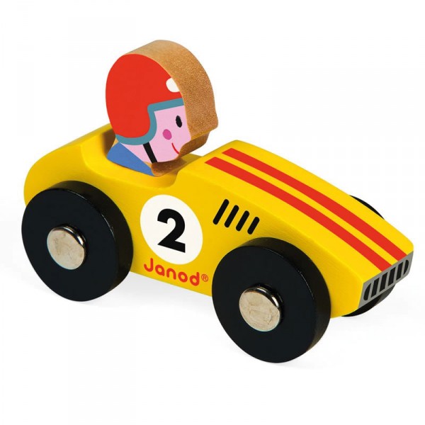 Voiture de course en bois : Story Racing Racer : Jaune - Janod-J08548-2