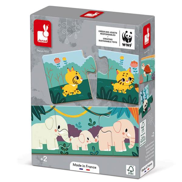 Association game: 10 Animal 3-piece puzzles - WWF® Partnership - Janod-J08636