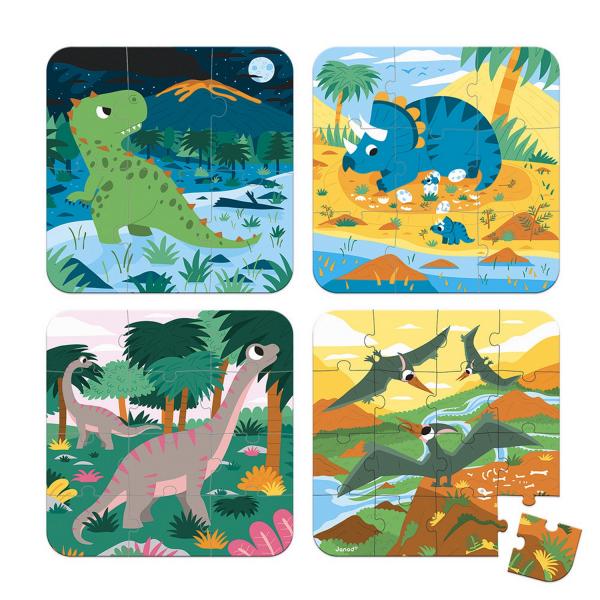 Puzzle de 6 à 16 pièces : 4 puzzles évolutifs : Dinosaures - Janod-J02657