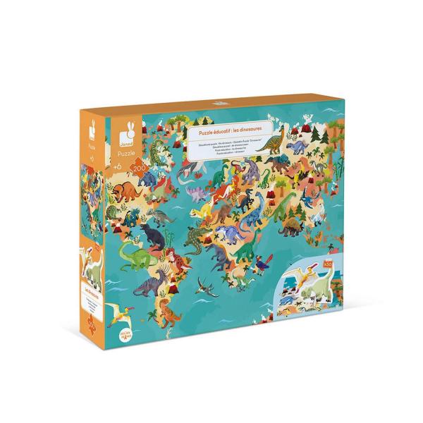 Puzzle éducatif géant 200 pièces : Les dinosaures - Janod-J02679