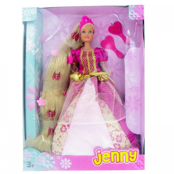 Poupée Jenny Princesse longue chevelure : Robe fuschia et or - Jenny-SI5738831-1
