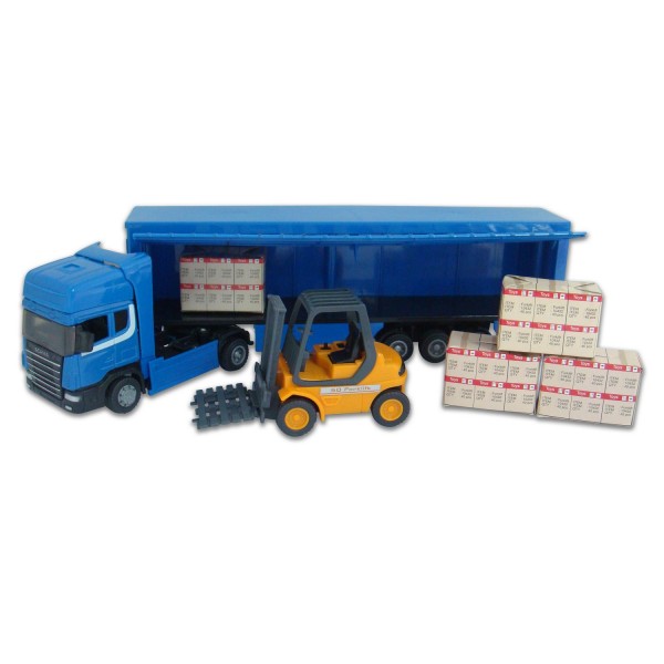 Camion et chariot : Semi remorque bleu cargaison - Johnworld-TEA21532-3