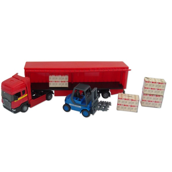 Camion et chariot : Semi remorque rouge cargaison - Johnworld-TEA21532-1
