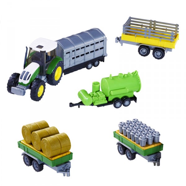 Tracteur vert et accessoires ferme - JohnWorld-JW21592