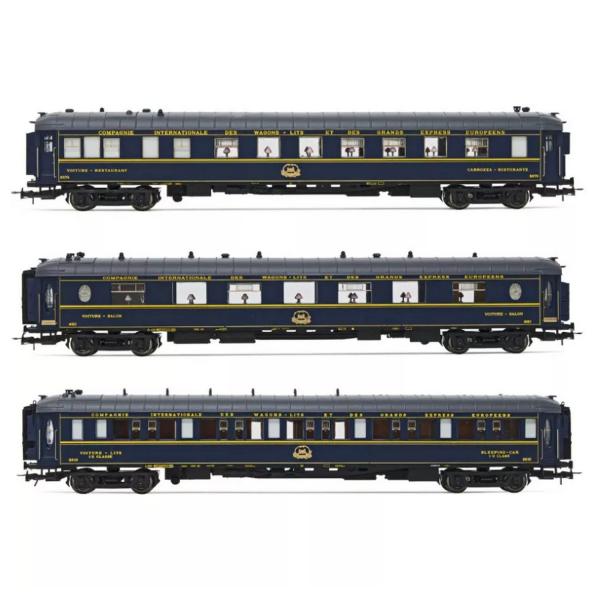 Lote de 3 vagones CIWL “Train Bleu”: 1 restaurante, 1 Lx, 1 Pullman Ws, Ep.III - Jouef-HJ4163