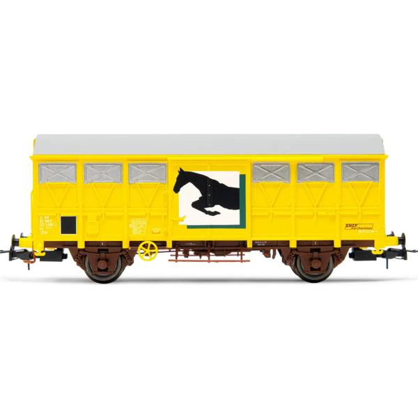 Wagon fermé SNCF à 2 essieux Gs pour le transport de chevaux, jaune - Jouef-HJ6232