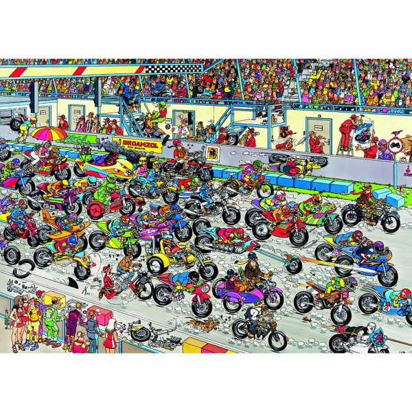 Puzzle 1000 pièces - Jan Van Haasteren : Course de motos - Diset-02046