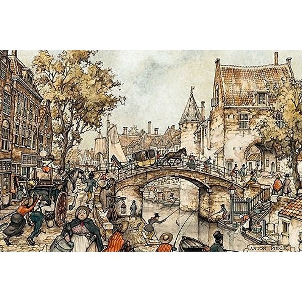 Puzzle 1000 pièces - Anton Pieck : Un carrosse sur le pont - Diset-17066