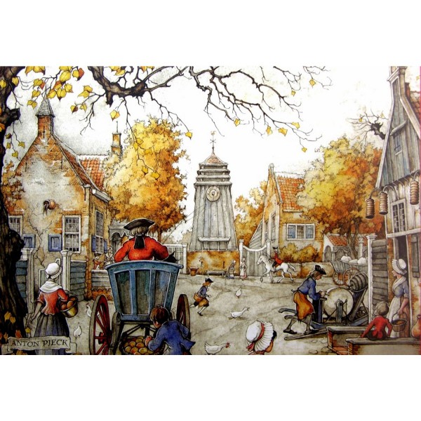 Puzzle 1000 pièces - Anton Pieck : La place du village - Diset-13016